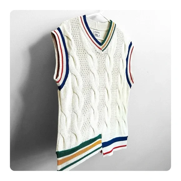 ★ Zara Unisex Limited Edition Asymmetrical Woven Vest 2023 SS - Cream ★